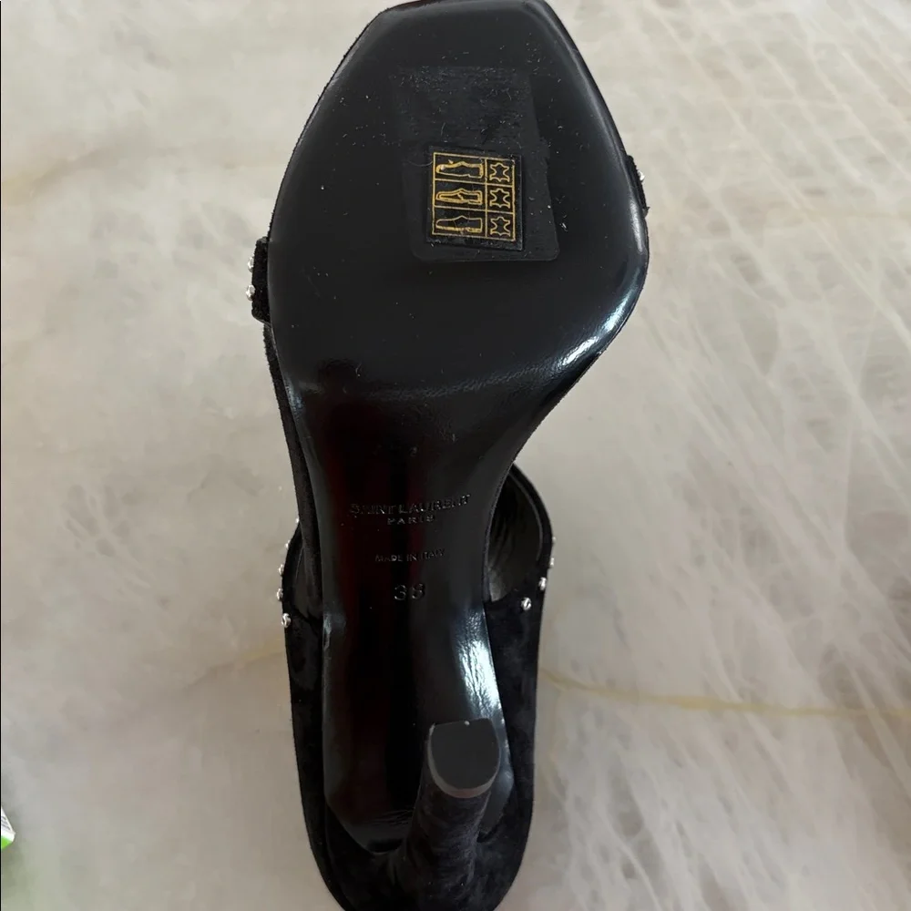 Saint Laurent Black Studded Heels Size 38 - Picture 7 of 15
